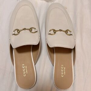 Gucci princetown white leather mules, never worn